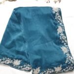 teal handworked saree (1)
