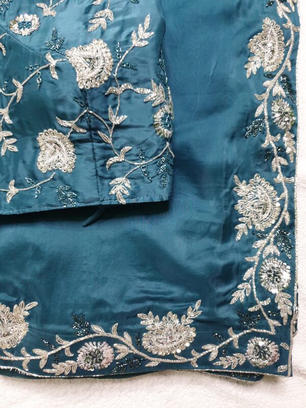 teal handworked saree (3)