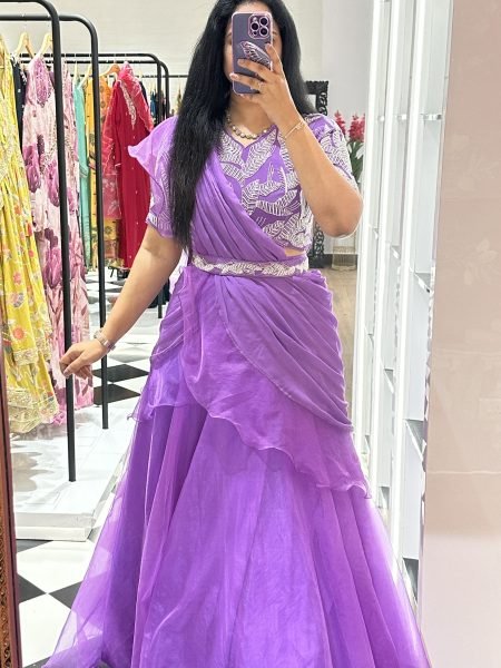 Beadwork fringe blouse saree gown – Ricco India